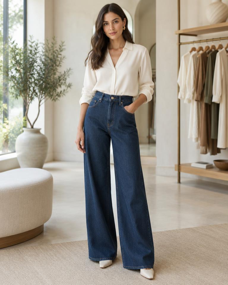 Jeans Wide Leg Índigo