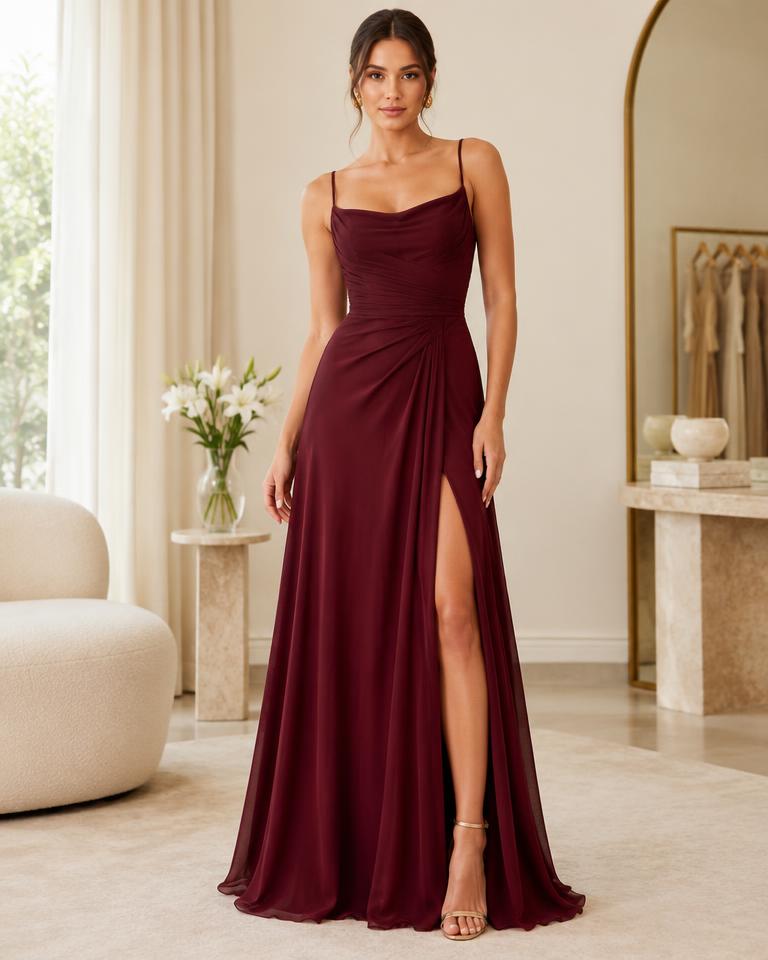 Vestido Longo Bordeaux